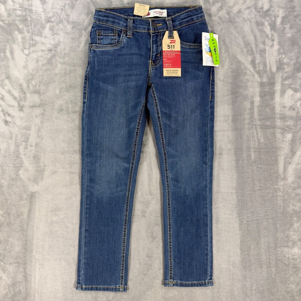 New Levi's 511 Slim Performance Jeans Boys Size 8 Reg 24x22 Blue Stretch